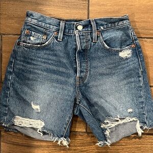 Levi's Blue Distressed Jean Shorts